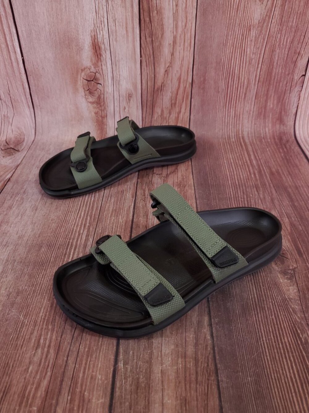 Birkenstock Sandals Womens Size 7 Sahara Futura Khaki Birko-Flor Slides Straps